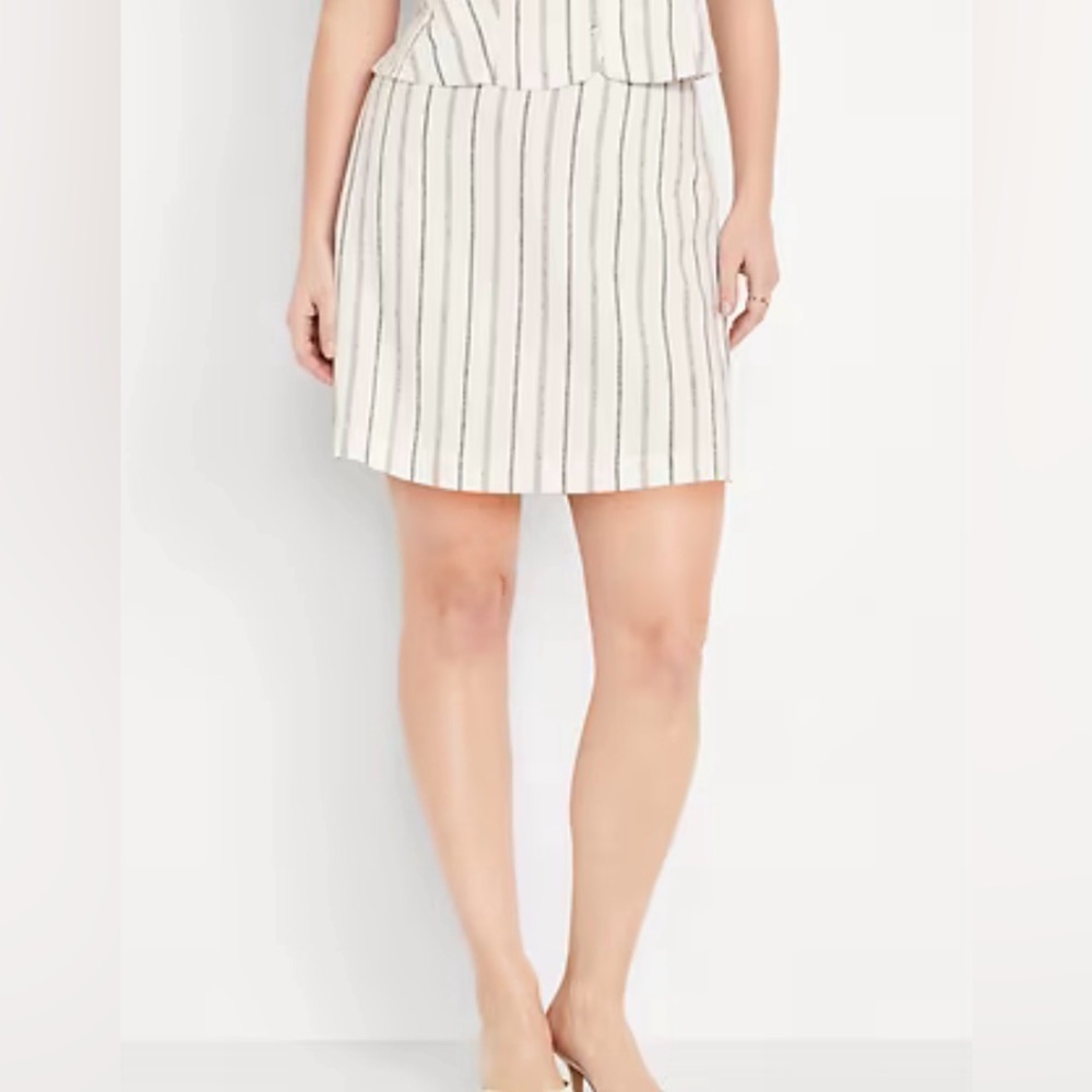 Old Navy Women's Linen Mini Skirt in White and Black Stripes. XXL NEW